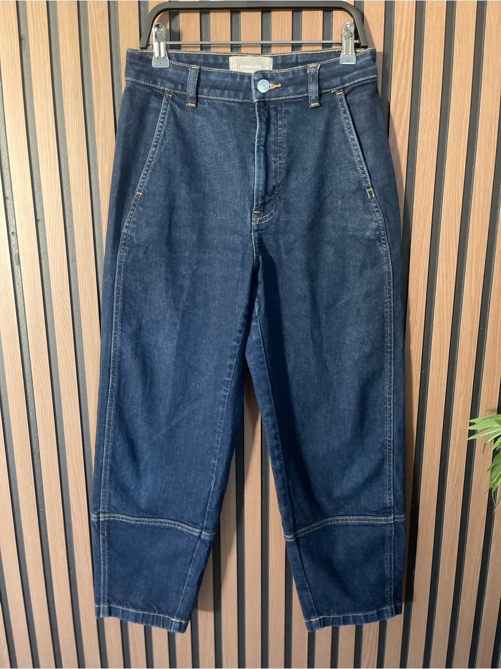 Everlane the utility barrel jean women size 26 regular length dark blue denim